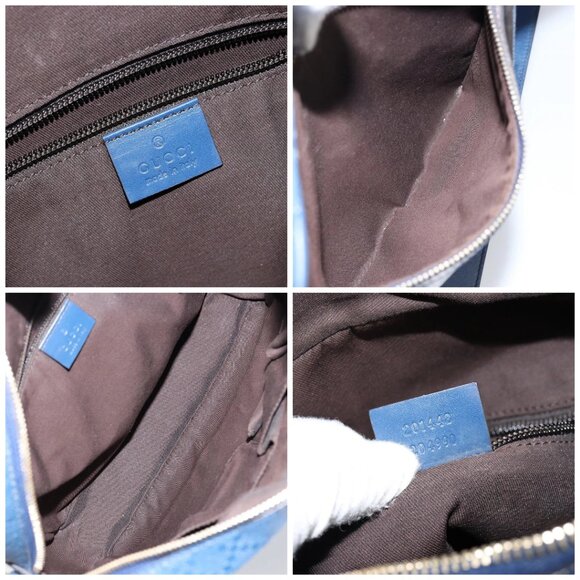 GUCCI Diamante Shoulder Bag Leather Blue Gold 201443 Auth bs29905 - Picture 15 of 16